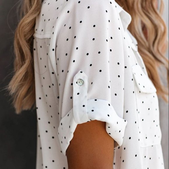 Button Down Polka Dot Blouse - Picture 4 of 5